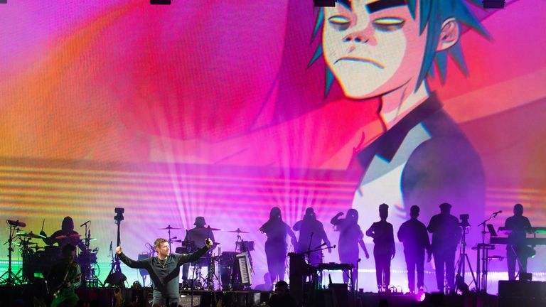 Damon Albarn leads Gorillaz at Demon Dayz Festival in California in 2018