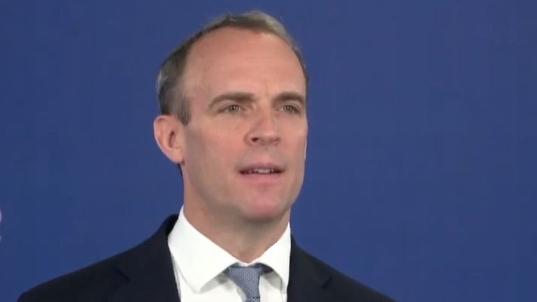 Dominic Raab speaks to the virtual Conservative conference