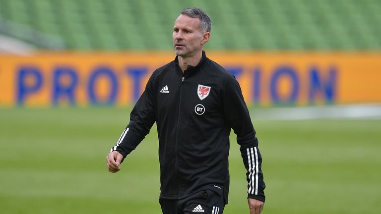 DUBLIN, IRELAND - OCTOBER 11: Ryan Giggs, Manager of Wales looks on after the UEFA Nations League group stage match between Republic of Ireland and Wales at Aviva Stadium on October 11, 2020 in Dublin, Ireland. Football Stadiums around Europe remain empty due to the Coronavirus Pandemic as Government social distancing laws prohibit fans inside venues resulting in fixtures being played behind closed doors. (Photo by Charles McQuillan/Getty Images)