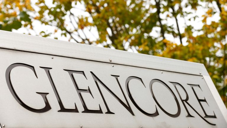 The logo of commodities trader Glencore