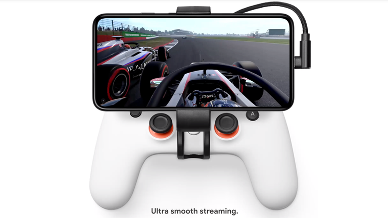 A Pixel phone streaming games using Google Stadia