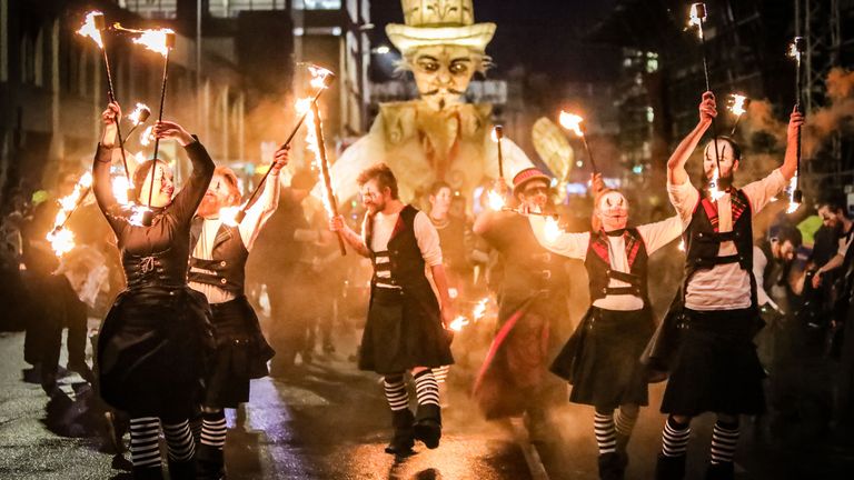 Performers taking part in the annual Paisley Halloween Festival last year