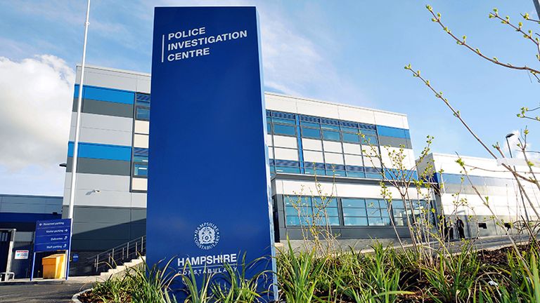 The covert recording was taken at Hampshire Police&#39;s Northern Police Investigation Centre in Basingstoke. Pic: Hampshire Police and Crime Commissioner&#39;s office