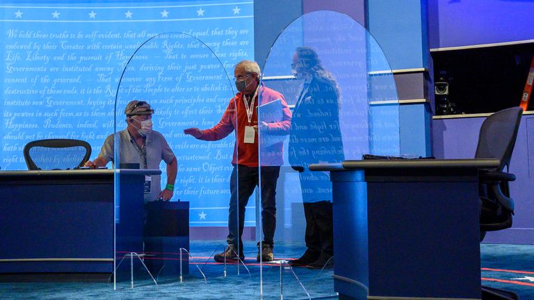 Perspex screens will separate Pence and Harris during the debate