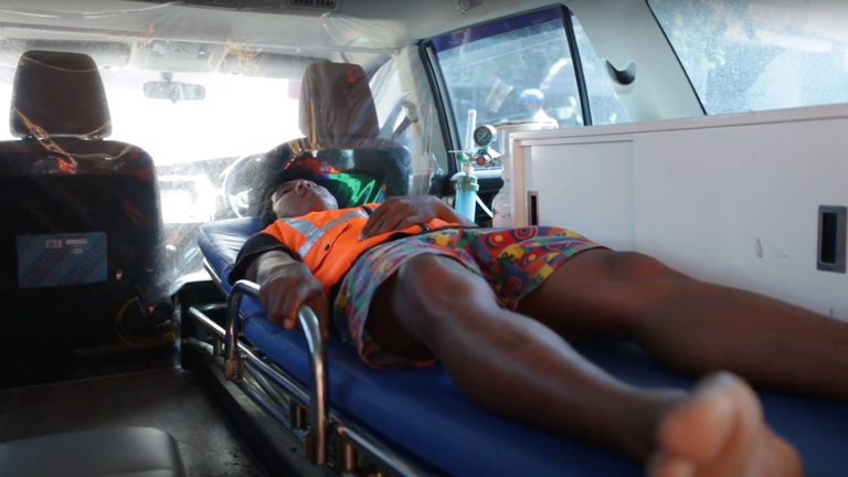 Offenders took turns lying in an ambulance as punishment 