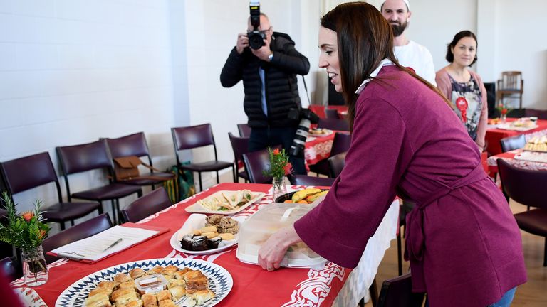 Ms Ardern brought the scones to thank volunteers at Polish House in Auckland 