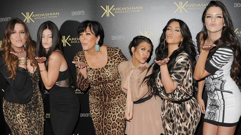 HOLLYWOOD, CA - AUGUST 17: Khloe Kardasian, Kylie Jenner, Kris Kardashian, Kourtney Kardashian, Kim Kardashian, and Kendall Jenner attend the Kardashian Kollection Launch Party at The Colony on August 17, 2011 in Hollywood, California
