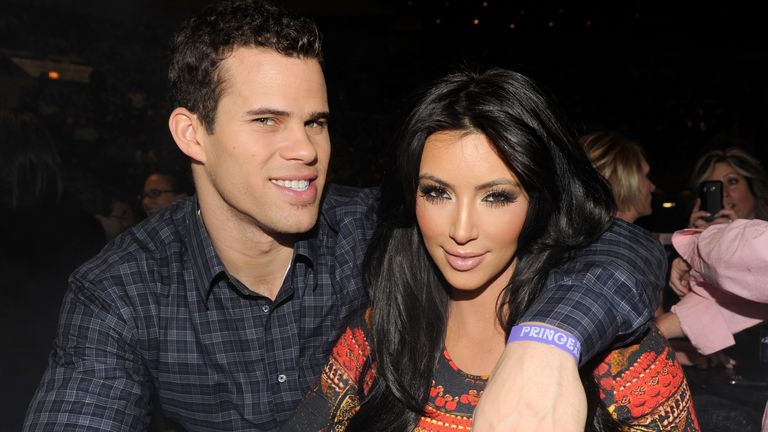 Kim Kardashian and Kris Humphries watch Prince perform during his Welcome 2 America tour at Madison Square Garden on 7 February 2011 in New York City