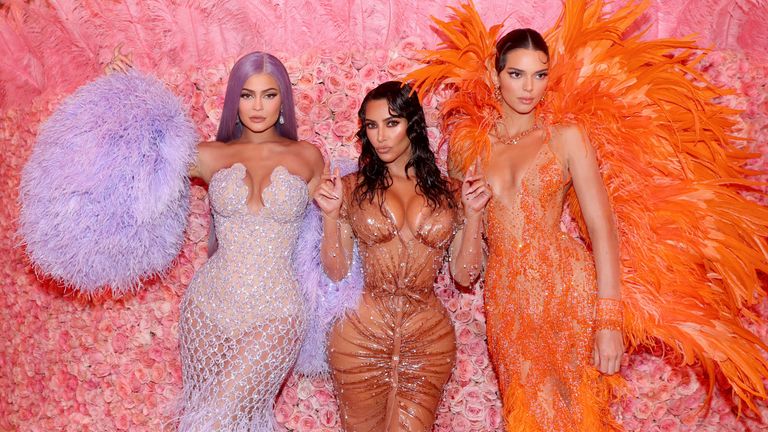 Kim Kardashian and Kylie and Kendall Jenner at the Met Gala in 2019