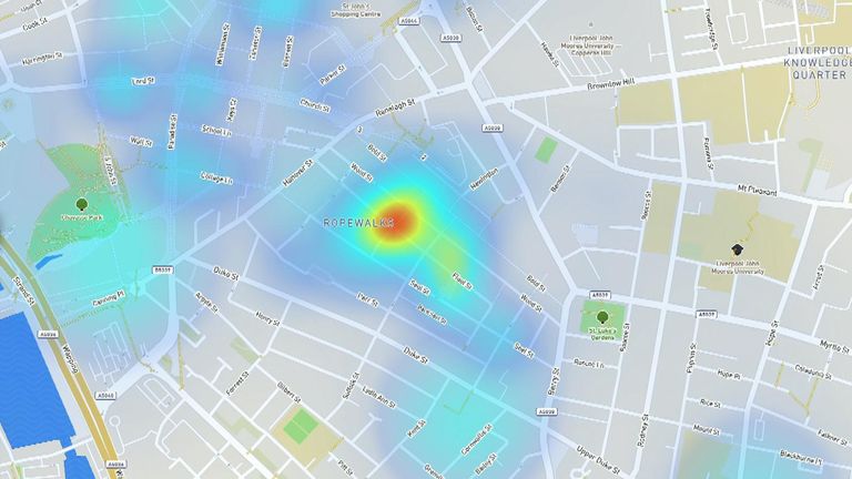 A heat map on Snapchat shows there was plenty of activity in Concert Square