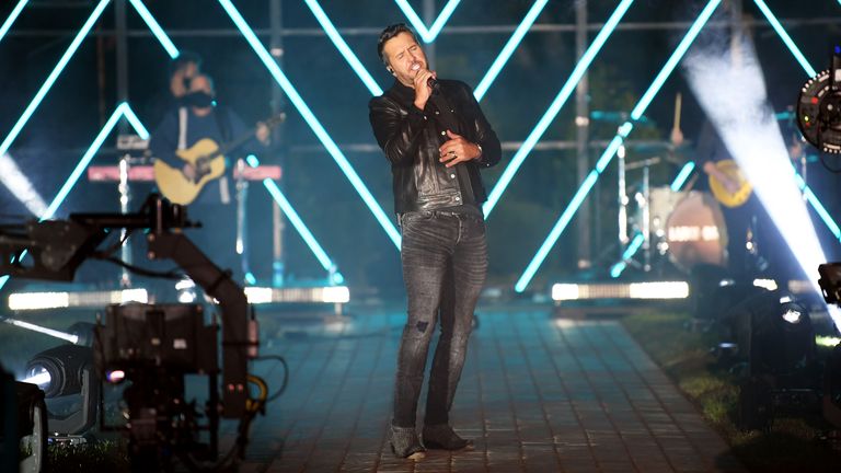 Luke Bryan performs at the Sycamore Barn in Arrington, Tennessee for the 2020 CMT Awards. Pic: Jason Kempin/CMT2020/Getty Images for CMT