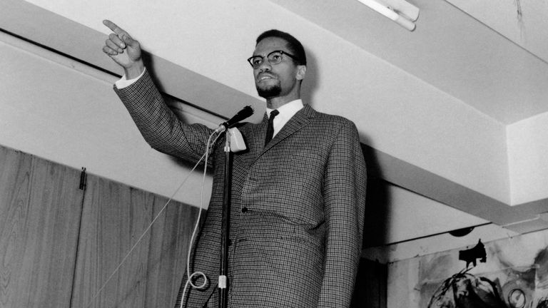 Malcolm X speaking in the UK in November 1964