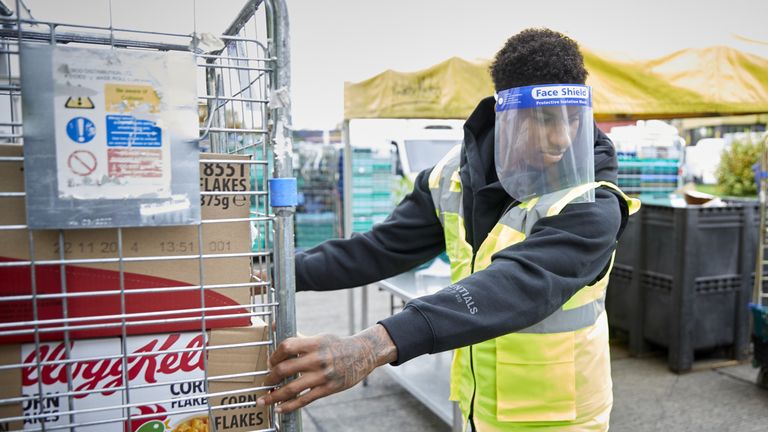 Marcus Rashford helping out at FareShare Greater Manchester