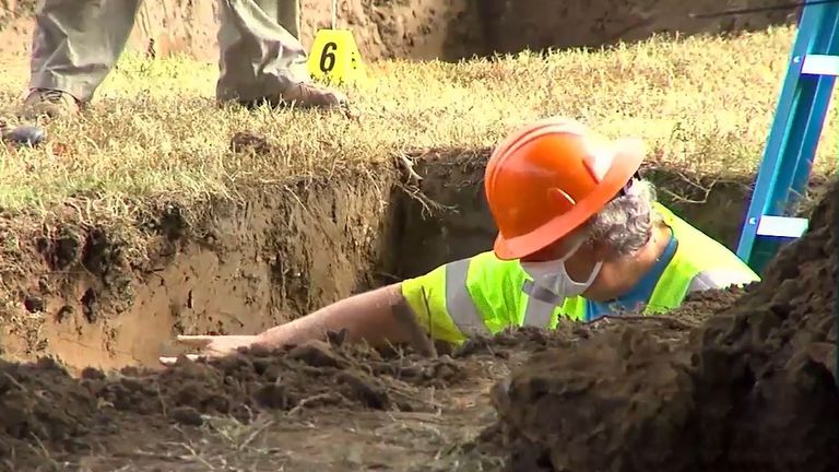 Archeologists at Oaklawn Cemetery. Pic: KTUL