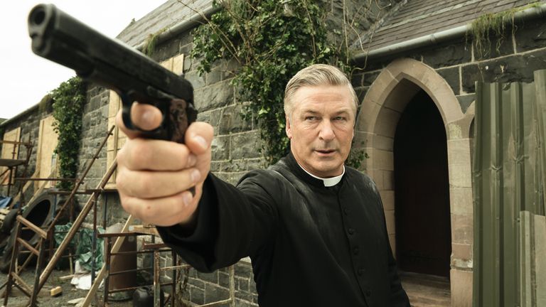 Alec Baldwin makes a cameo as a kick-ass preist. Pic: Aidan Monaghan/Pixie