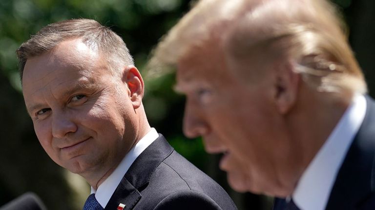 Polish president Andrzej Duda with US president Donald Trump 