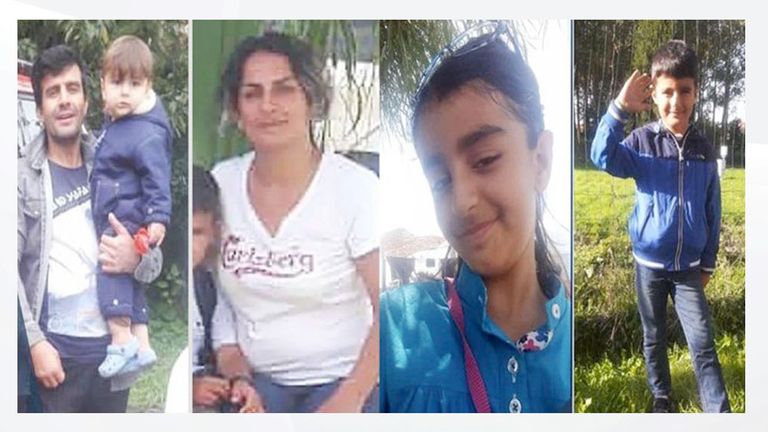 Rasoul Iran-Nejad, 35, Shiva Mohammad Panahi, 35, Anita, nine, and Armin, six. Pic: Hengaw Organisation for Human Rights