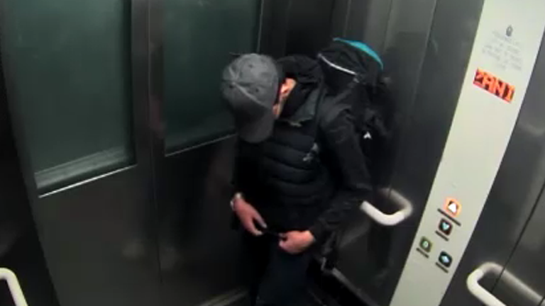 Abedi is seen in a lift on the night of the attack