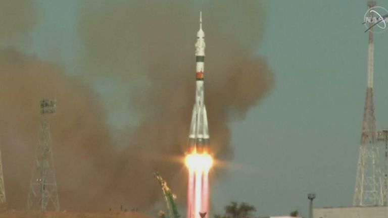 Three astronauts launch to space station