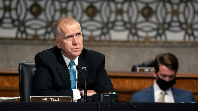 Senator Thom Tillis (R-NC) speaks during a Senate Judiciary Committee hearing on Wednesday, September 30, 2020