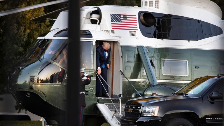 S. President Donald Trump exits Marine One at Walter Reed National Military Medical Center 