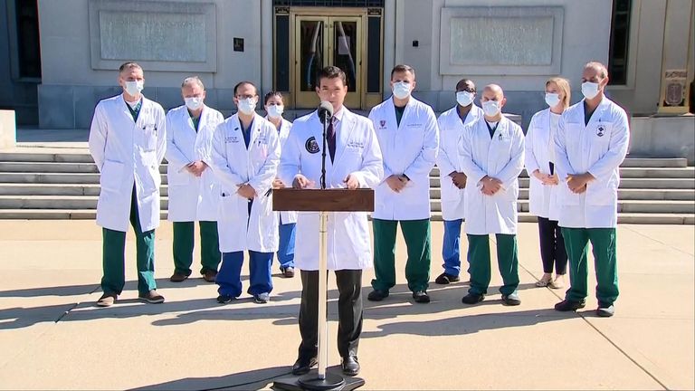 Doctors looking after President Trump give an update on his condition