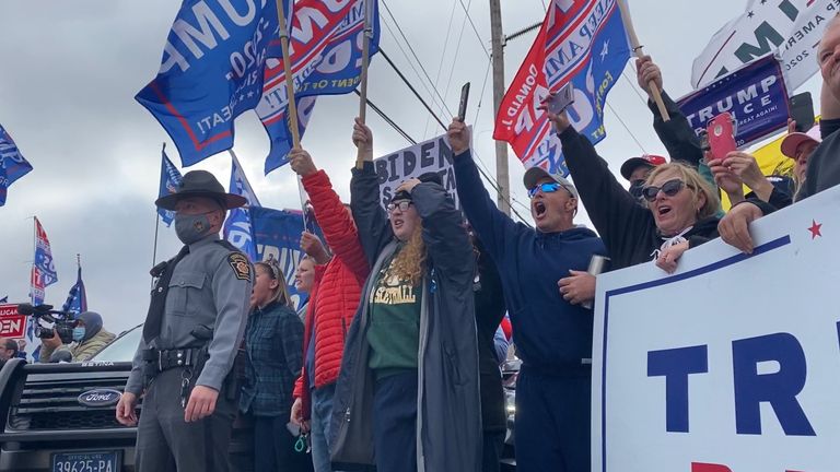 Trump supporters at a Biden rally in Pennsylvania
