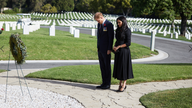 Duke and Duchess of Sussex pay their respects at the Los Angeles National Cemetery on Remembrance Sunday. Pic: Lee Morgan