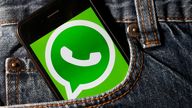 PARIS, FRANCE - NOVEMBER 21: In this photo illustration, the WhatsApp application logo is displayed on the screen of a smartphone on November 21, 2019 in Paris, France. WhatsApp is a multiplatform mobile application that provides an encrypted instant messaging system. (Photo by Chesnot/Getty Images)

