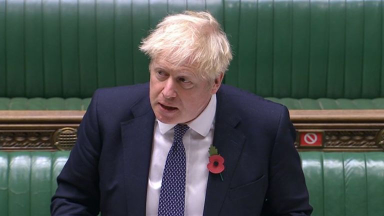 Prime Minister Boris Johnson speaks during Prime Minister&#39;s Questions in the House of Commons, London.