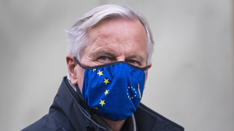 EU's chief negotiator Michel Barnier walks back to his hotel in Westminster after leaving meetings on Victoria Street, London, during a break in talks as efforts continue to strike a post-Brexit trade deal.