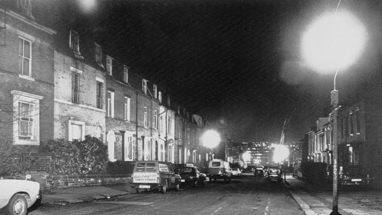 (Original Caption) January 4, 1981 - Sheffield, England: This is the scene in a red light district late on the street where police arrested a man identified as Peter Sutcliffe for questioning in relation to the "Yorkshire Ripper" murders.