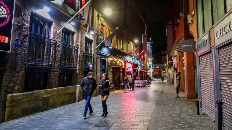 An empty looking Mathew Street in Liverpool, as drinkers stay at home and follow coronavirus restrictions, ahead of a new three-tiered system of restrictions that Prime Minister Boris Johnson will outline on Monday that is expected to cause pubs and restaurants to shut across the north of England.