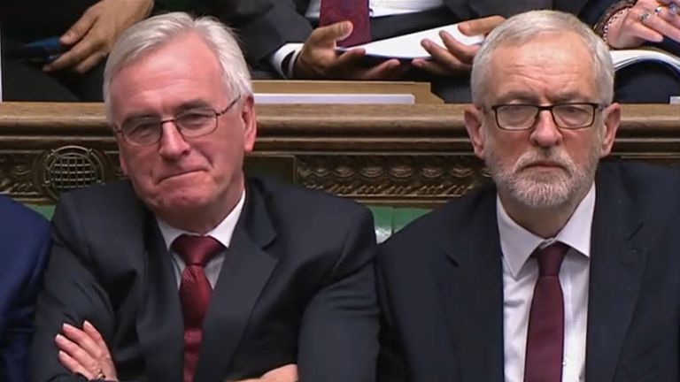 Shadow Chancellor John McDonnell and Labour leader Jeremy Corbyn listen to Chancellor Rishi Sunak delivering his Budget in the House of Commons, London.