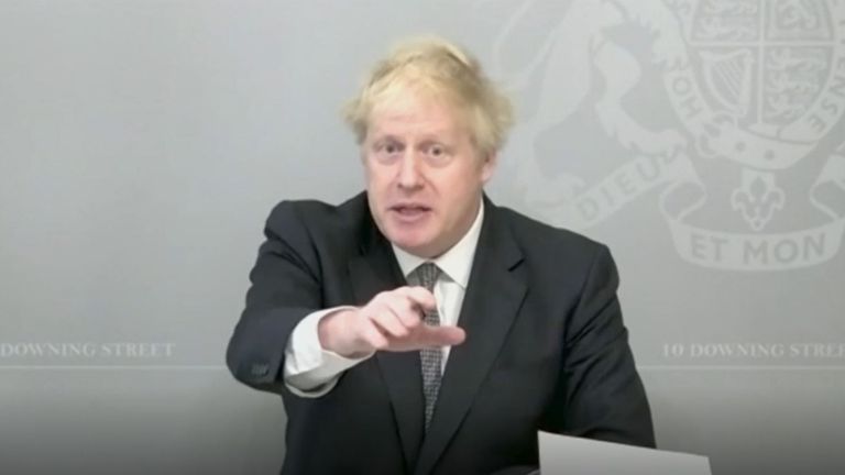Prime Minister Boris Johnson speaks via video link from 10 Downing Street during Prime Minister's Questions in the House of Commons, London. Mr Johnson is self-isolating after coming into contact with an MP who has since tested positive for coronavirus.