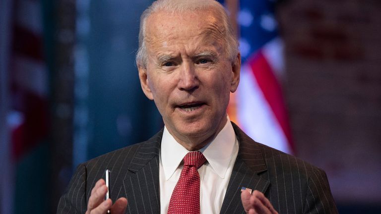 US President-elect Joe Biden speaks after a meeting with governors in Wilmington, Delaware, on November 19, 2020. - Biden said today he would not order a nationwide shutdown to fight the Covid-19 pandemic despite a surge in cases. (Photo by JIM WATSON / AFP) (Photo by JIM WATSON/AFP via Getty Images)