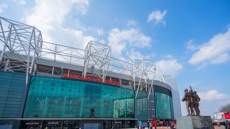 The east stand of Old Trafford football stadium, Old Trafford is the largest stadium home of Manchester united football club.
