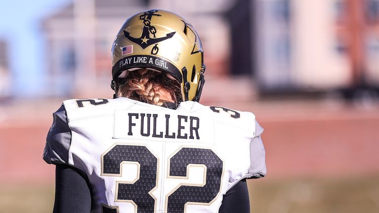 COLUMBIA, MISSOURI - NOVEMBER 28: Sarah Fuller #32 of the Vanderbilt Commodores walks on the field prior to a game against the Mizzou Tigers at Memorial Stadium on November 28, 2020 in Columbia, Missouri. Fuller, a senior goalkeeper on Vanderbilt's SEC championship soccer team became the first woman to play in a Power 5 NCAA football game. (Photo by Hunter Dyke/Mizzou Athletics via Getty Images)