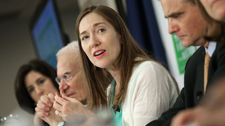 WASHINGTON, DC - MAY 12: Center for American Progress Senior Fellow Heather Boushey (C) participates in a panel discussion about the release of a new report authored by Nobel-prize winning economist Joseph Stiglitz published by the Roosevelt Institute May 12, 2015 in Washington, DC. The report, titled "New Economic Agenda for Growth and Shared Prosperity", discusses the current distribution of wealth in the U.S. and offers proposals for modifying that distribution. (Photo by Win McNamee/Getty Images)