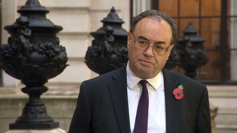 The governor of the Bank of England (BoE)  Andrew Bailey
