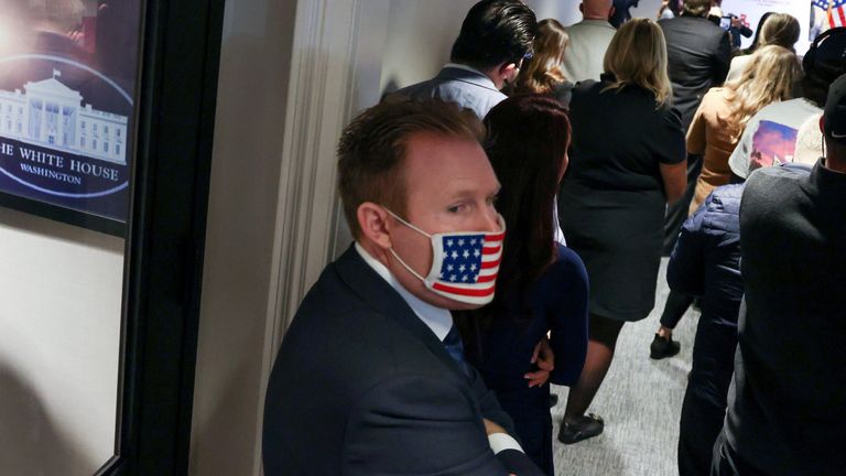Andrew Giuliani was at Thursday's news conference with his father, Rudy