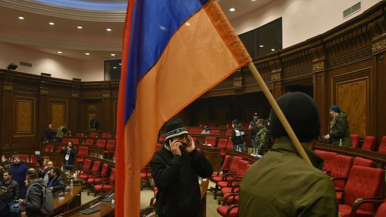 Protesters entered one of the main chambers in the parliament building