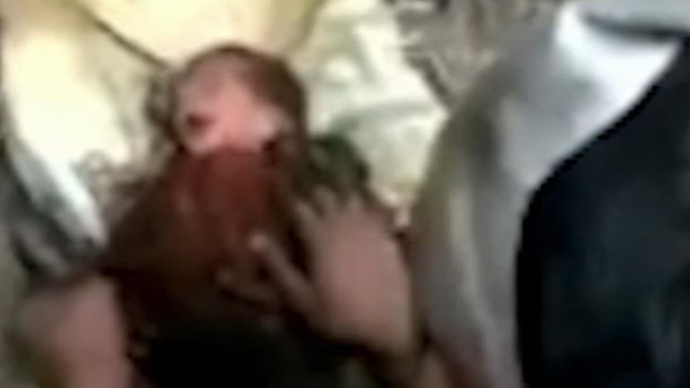 Mobile phone video showed a baby girl born a few hours earlier abandoned in a sack in the northern city of Meerut in Uttar Pradesh