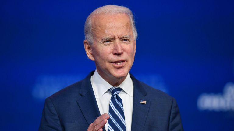 US President-elect Joe Biden delivers remarks at The Queen in Wilmington, Delaware, on November 10, 2020. - A week after losing the US election, President Donald Trump remained shut up in the White House on November 10, 2020, pushing an alternate reality that he is about to win and blocking Democrat Joe Biden's ability to prepare the transition. (Photo by ANGELA WEISS / AFP) (Photo by ANGELA WEISS/AFP via Getty Images)