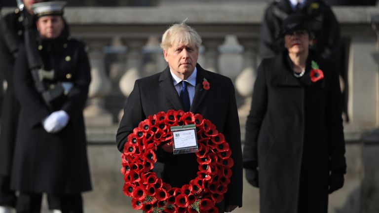Boris Johnson was among those attending the event at the Cenotaph