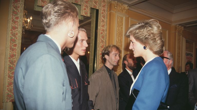 Bros (Matt and Luke Goss) meet Princess Diana in 1989