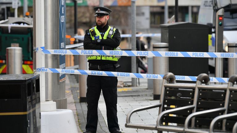 Police in Cardiff city centre after six people were taken to hospital following violent disorder
