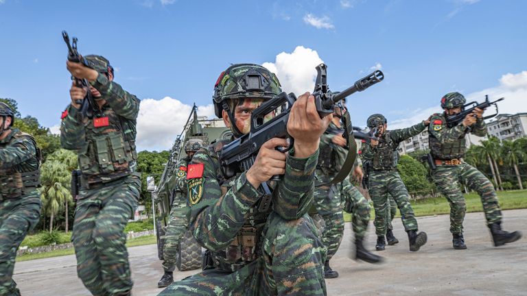 An anti-terrorism exercise is held on 04th November, 2020 in Nanning,Guangxi, China(Photo by TPG/Getty Images)