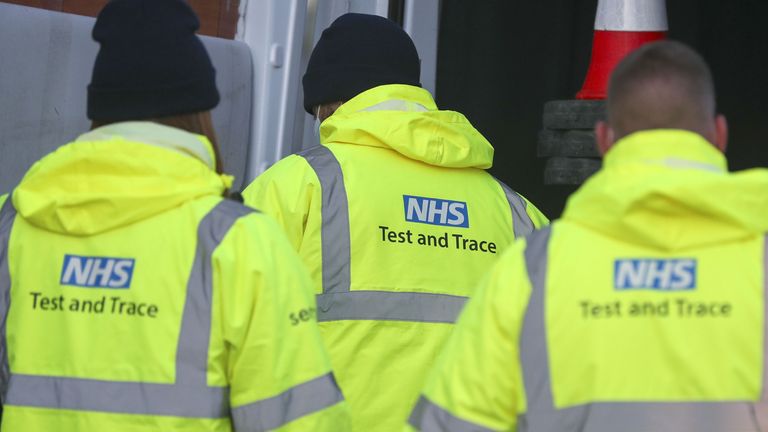 NHS Test and Trace staff set up at the Liverpool Tennis Centre in Wavertree