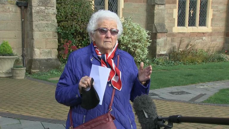 85-year-old worshipper Diana James gives her frank view on the government